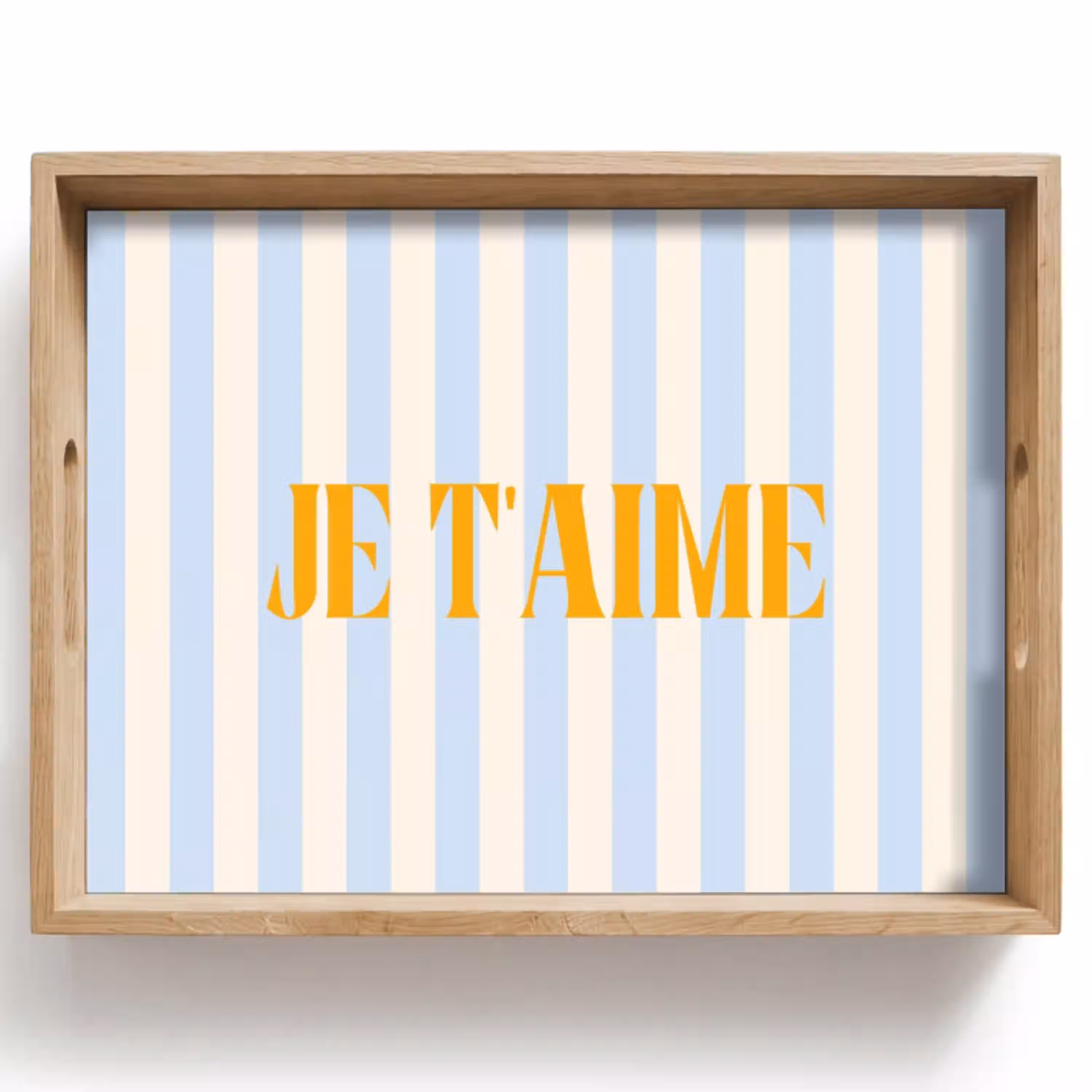 Oranje - Blauw - Strepen - Je t'aime Dienblad Rechthoek middel -z3d_shopping