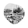 Rotterdam - Skyline - Zwart - Wit Wandcirkel Organisch Forex 3mm klein -3d