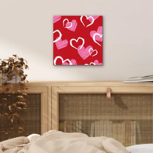 Patroon - Hartjes - Roze - Valentijn aluminium wit klein -sfeer3