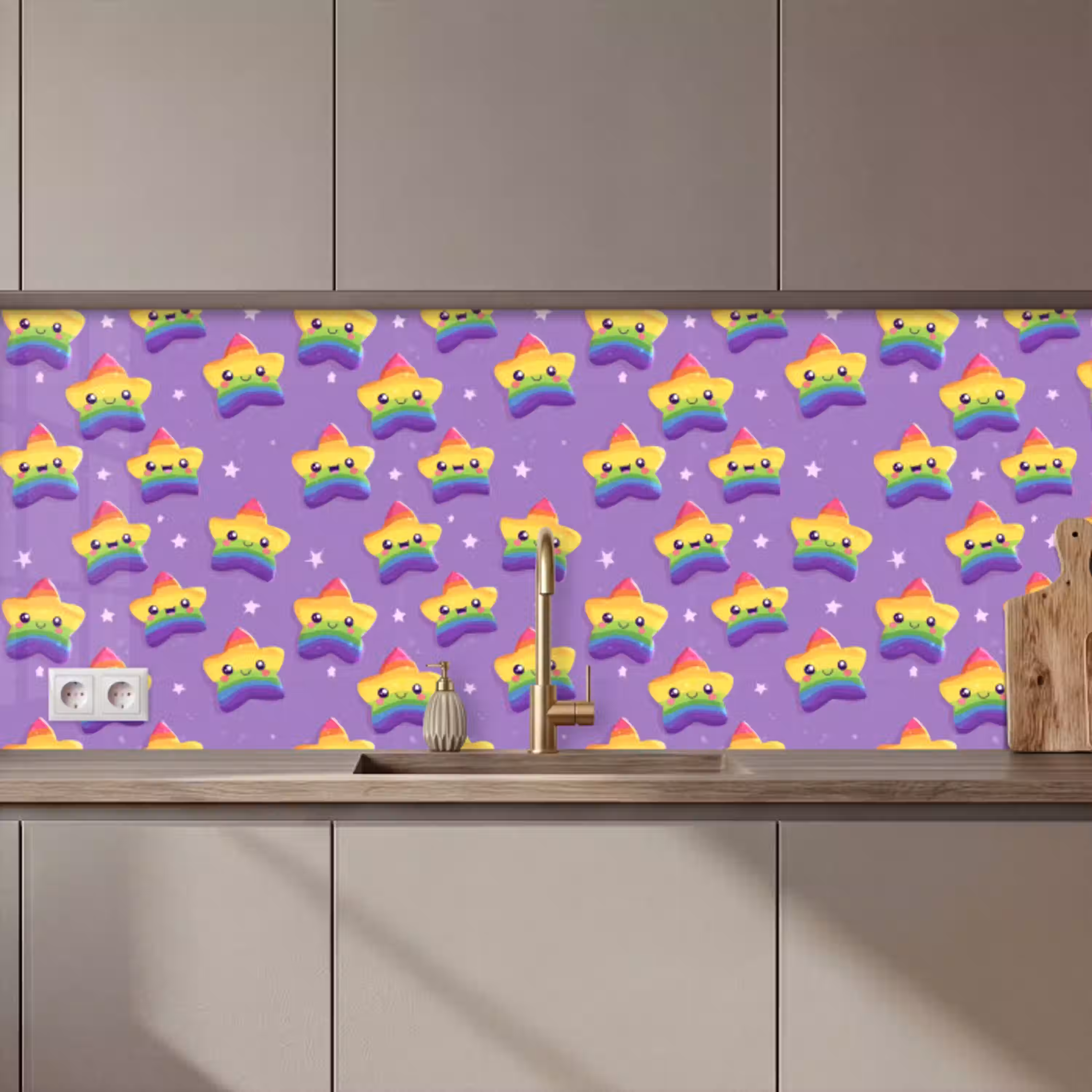 Sterren - Regenboog - Paars keuken achterwand 2 middel 871 zz_3dshopping