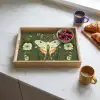Bloemen - Bladeren - Olijfgroen - Vlinder Dienblad Rechthoek middel -sfeer2