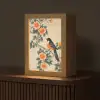 Vogel - Tak - Bloemen - Oranje Light Box met kabel (Tafellamp) klein -z3d_website