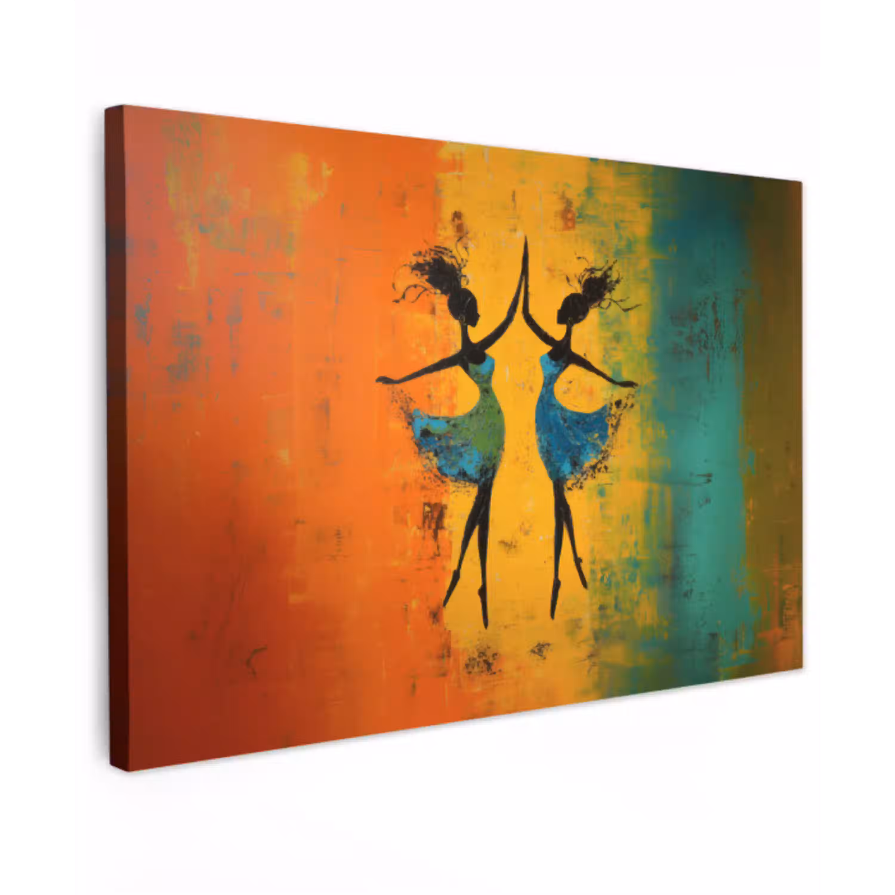 Dansen - Vrouwen - Verfstructuur Tuinposter op houten frame 2 cm dik klein -3d