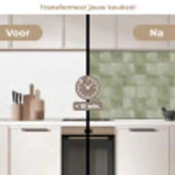 Vlakken - Rustiek - Groen keuken achterwand 2 middel 871 -voor-na2_NL