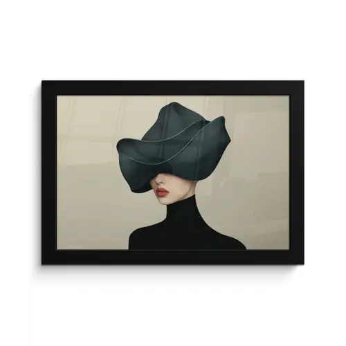 Vrouw - Groen - Hoed fotolijst zwart zonder passe partout klein -3d