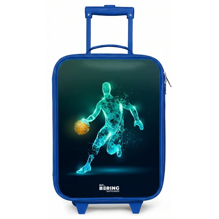 Basketbalspeler in neon dribbelactie Kinderkoffer - Blauw klein -zz3dotto