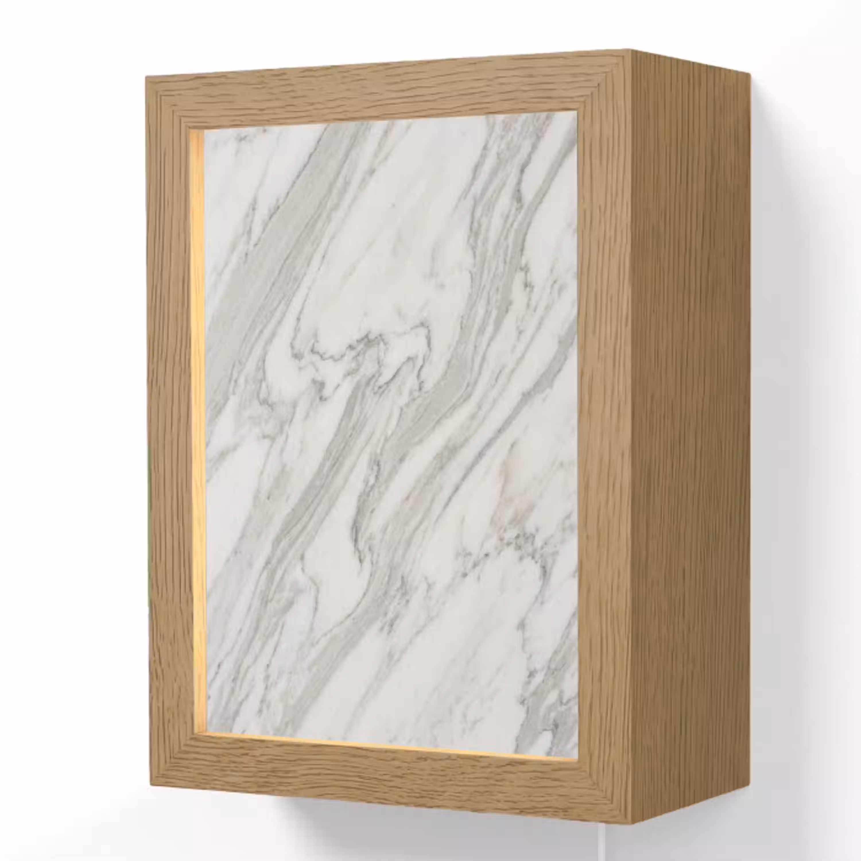 Marmer - Wit - Grijs - Structuur - Modern Light Box met kabel (Wandlamp) klein -3d