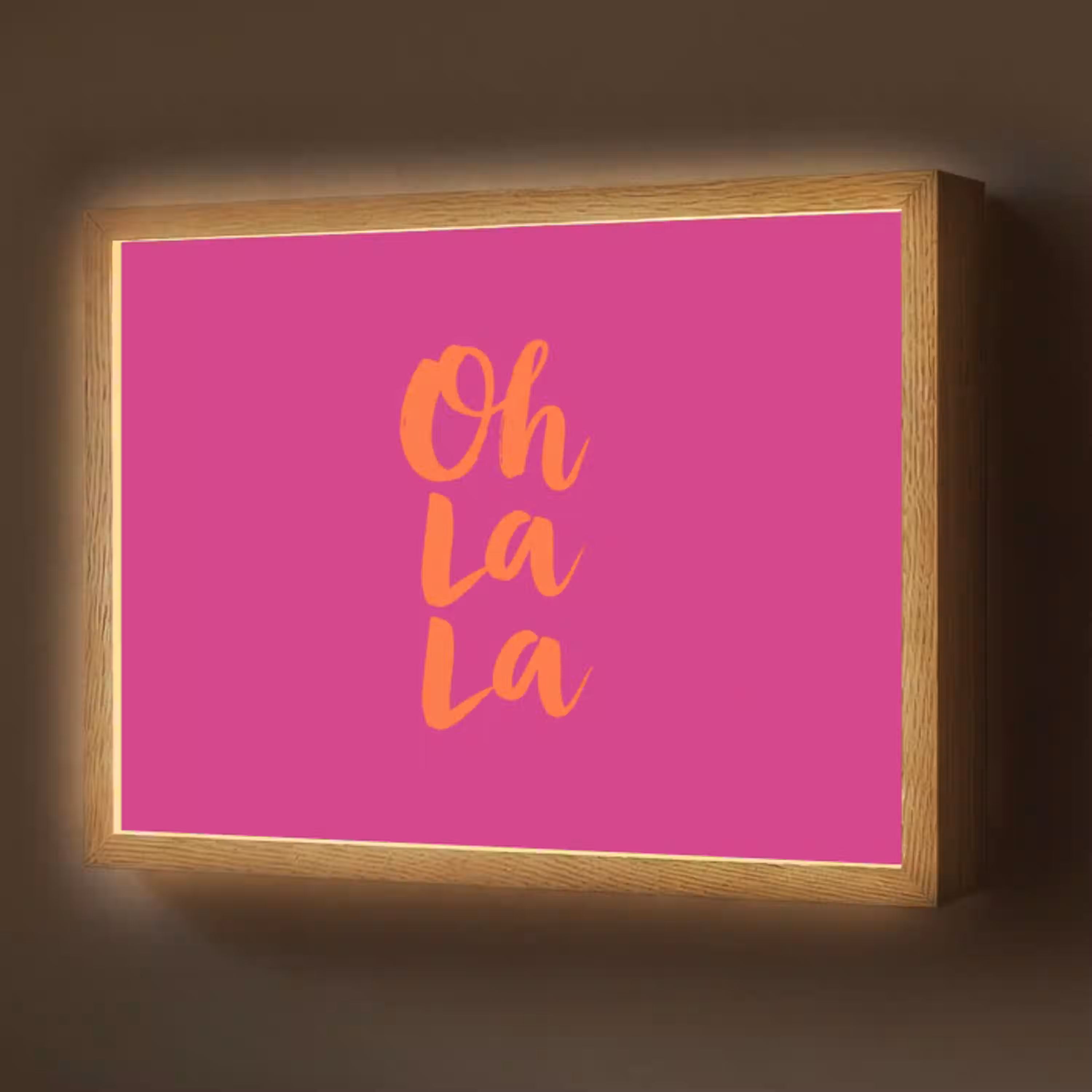 Oh la la - Roze - Oranje - Minimalistisch Light Box met batterij (Wandlamp) middel -z3d_website