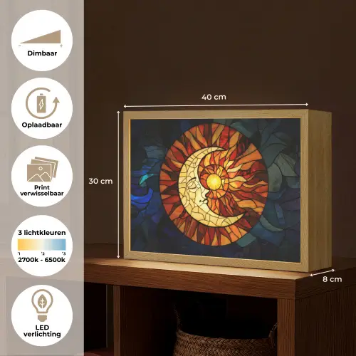 Mozaïek - Glas - Maan - Donkerblauw Light Box met batterij (Wandlamp) middel -USP_websiteoverzichtNL