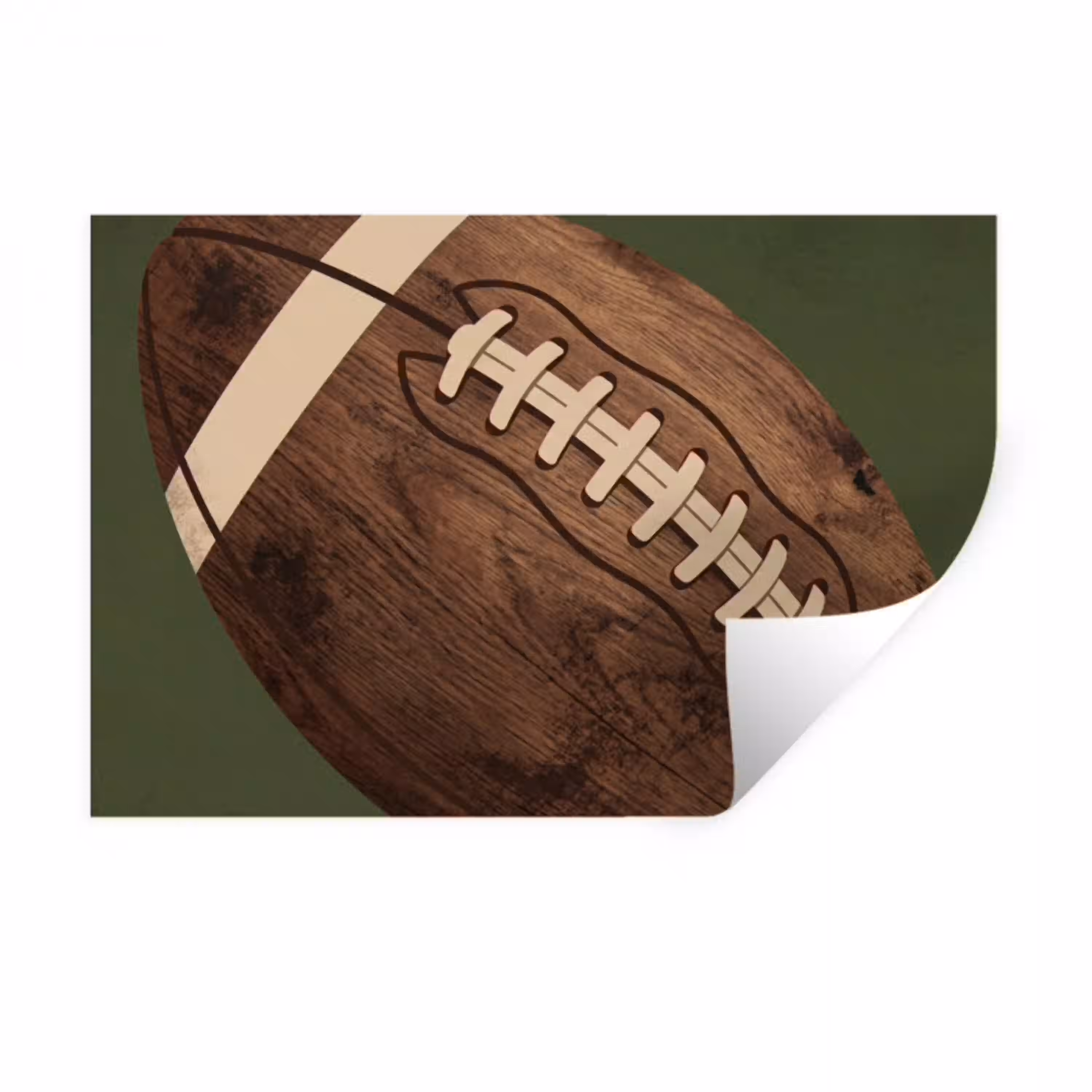 Football - Hout - Sport - Groen Muursticker klein -3d