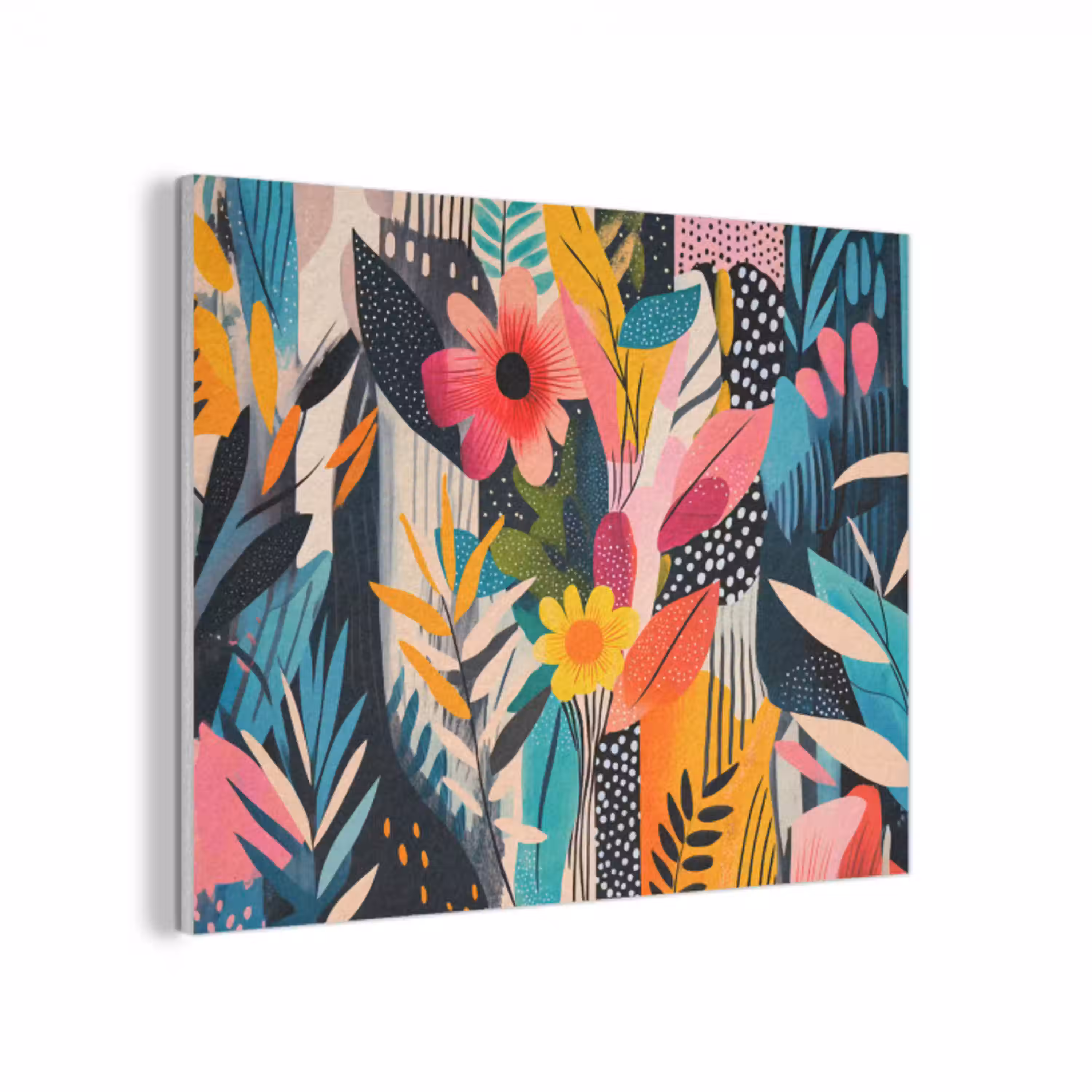 Schilderij - Abstract - Bloemen - Roze PET vilt klein -3d