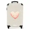 Roze hart omringd door beige stippen NBS - Handbagage koffer - Kinderen Unisex middel -productfoto_recht