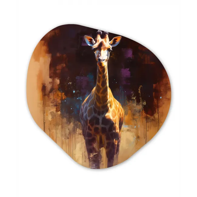 Giraf - Bruin - Abstract - Geschilderd Wandcirkel Organisch Forex 3mm klein -3d