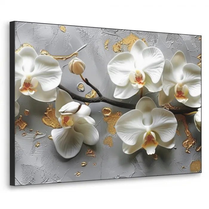 Bloemen - Orchidee - Abstract - Modern Textielframe zwart klein -3d