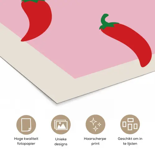 Pepers - Rood - Illustratie poster papier klein -closeup_NL