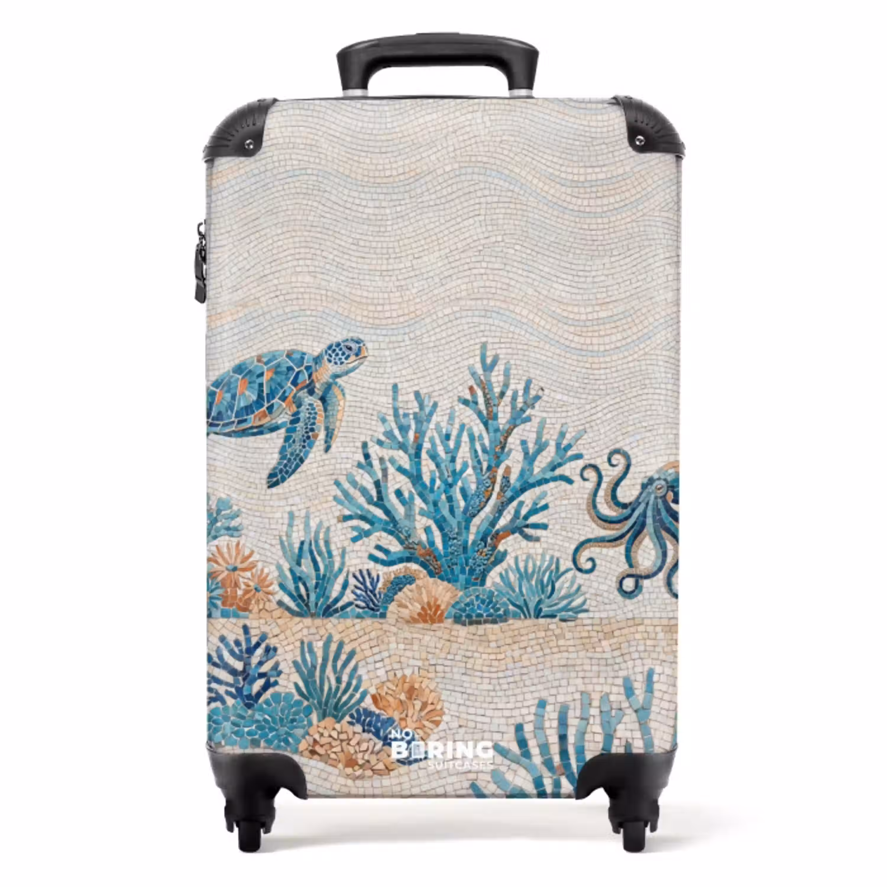 Dieren - Onderwater - Natuur - Mozaïek - Blauw NBS - Handbagage koffer - Volwassenen Unisex middel -productfoto_recht