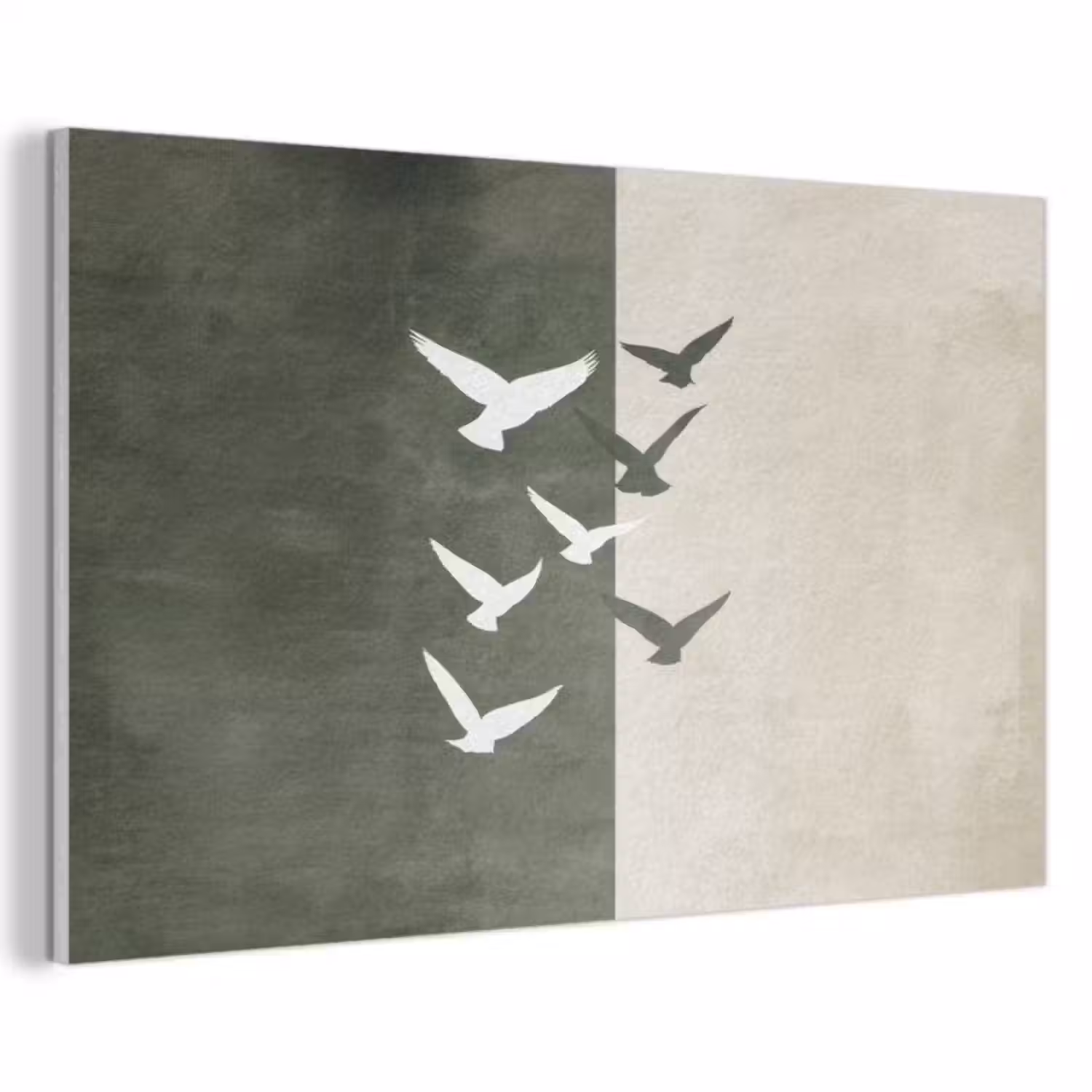Akoestisch schilderij - Japandi - Vogel - Groen