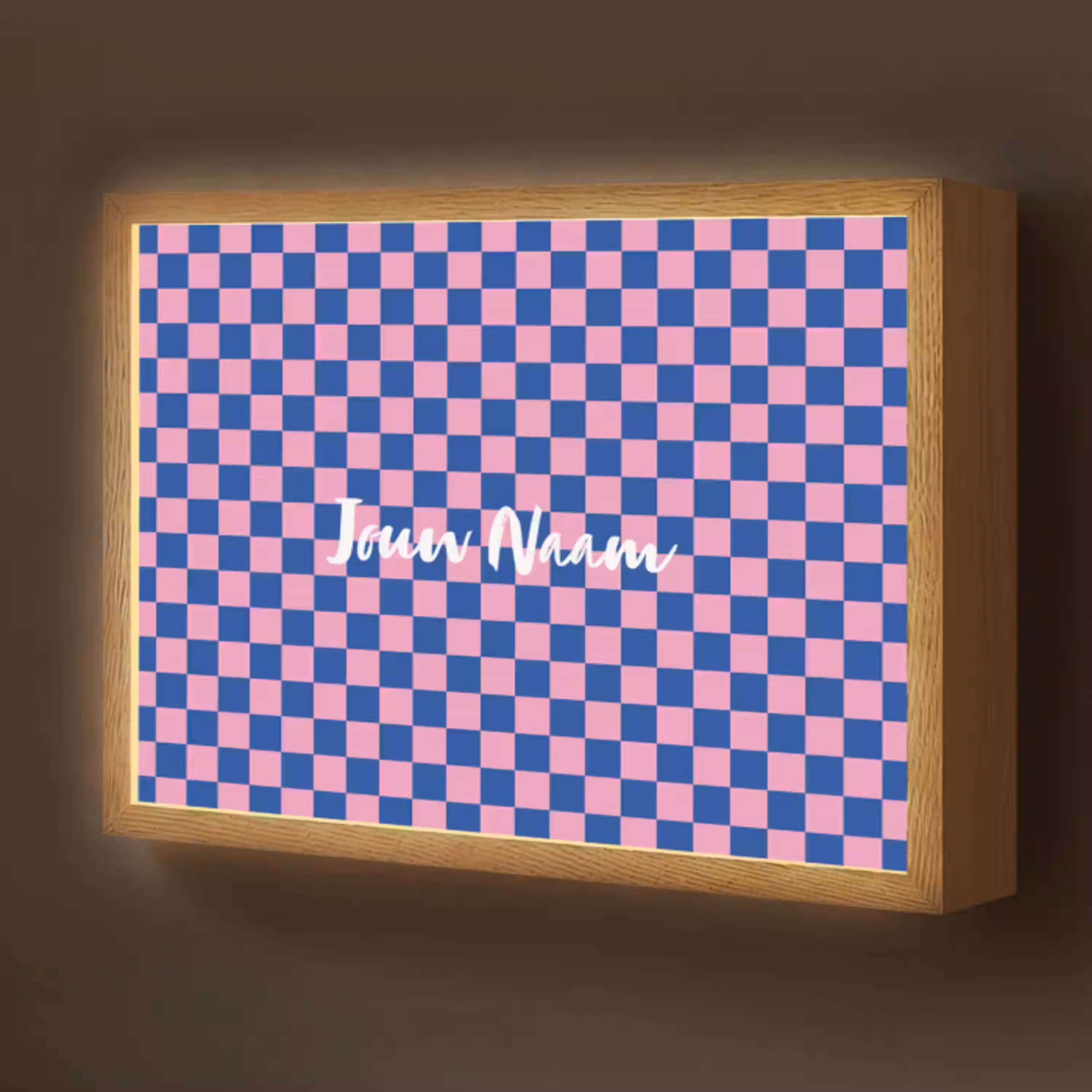 Blokjes - Blauw - Roze Light Box met batterij (Wandlamp kind) middel -z3d_website