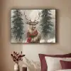 Winter - Bos - Rendier - Donker Textielframe zwart klein -sfeer1