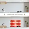 Golvend patroon - Retro - Rood - Beige keuken achterwand spatscherm klein 900 -voor_na_NL