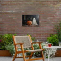 Halloween - Pompoen - Spook - Zwarte kat - Stilleven Tuinposter op houten frame 2 cm dik klein -sfeer3