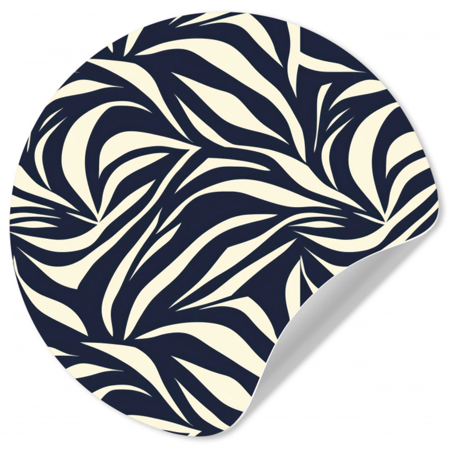 Bladvormen - Blauw - Patroon - Wit Wandcirkel behangsticker klein 186 -3d