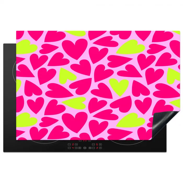 Patroon - Hart - Roze - Groen Inductie beschermer vinyl 3mm klein 276 -3d