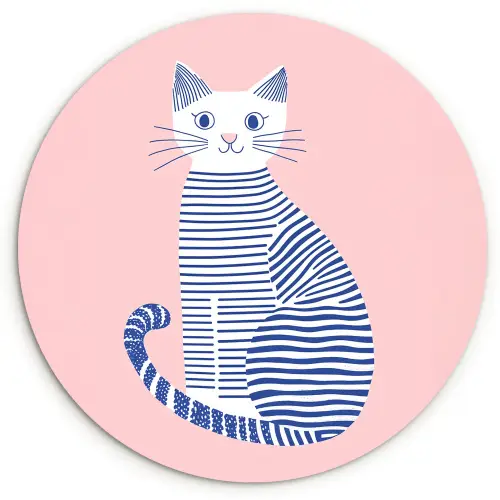 Kat - Illustratie - Minimalistisch - Roze Wandcirkel plexiglas klein -3d