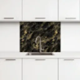 Marmer - Zwart - Goud keuken achterwand 2 middel 865 -3d