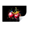 Kersen - Fruit - Graffiti - Verf - Abstract - Modern - Kleurrijk Muursticker klein -3d