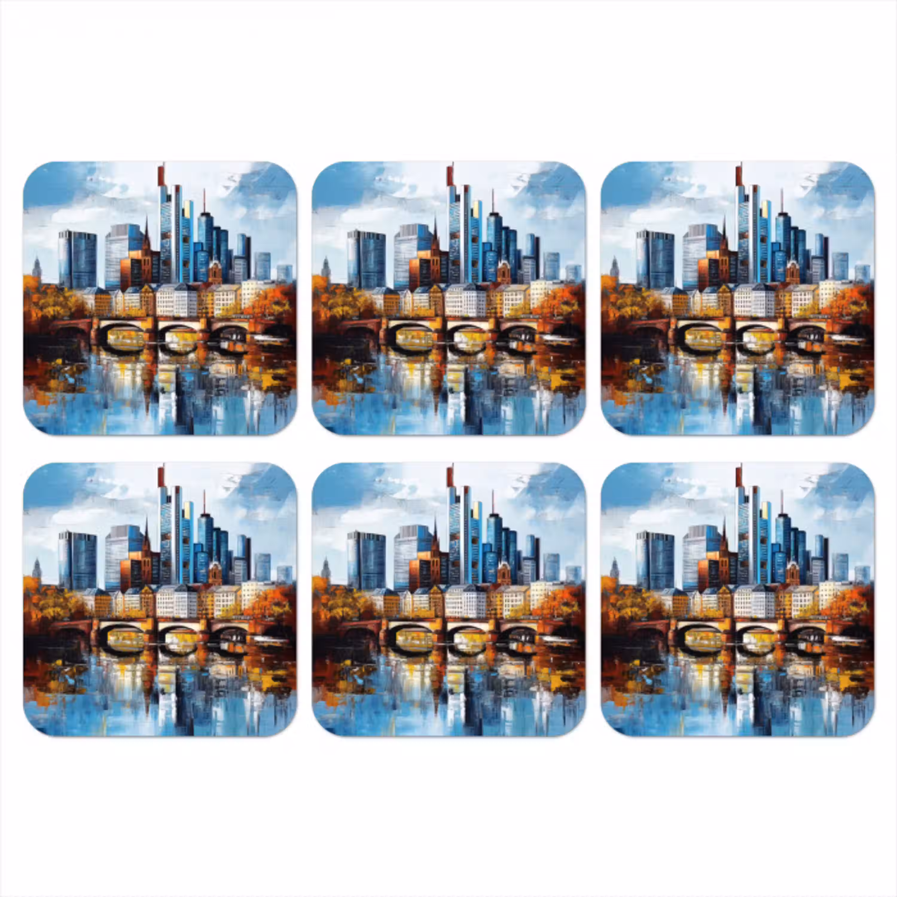 Bomen Frankfurt- Stad - Skyline - Brug onderzetter kurk middel -3d
