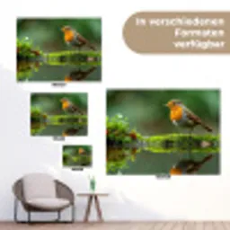Roodborstje bij het Water tuinposter los doek klein -Xsfeer9_DE