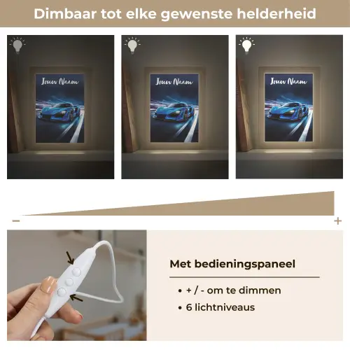 Auto - Blauw - Jongens - Kind Light Box met kabel (Kinderlampje) klein -USP_dimbaarNL