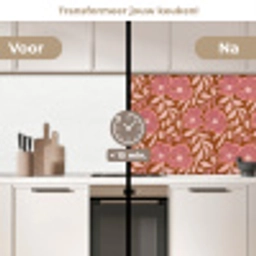 Sfeer - Bloemen - Roze keuken achterwand 2 middel 871 -voor-na2_NL