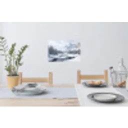 Sneeuwlandschap - Bergen - Rivier - Winter Muursticker klein -eettafel