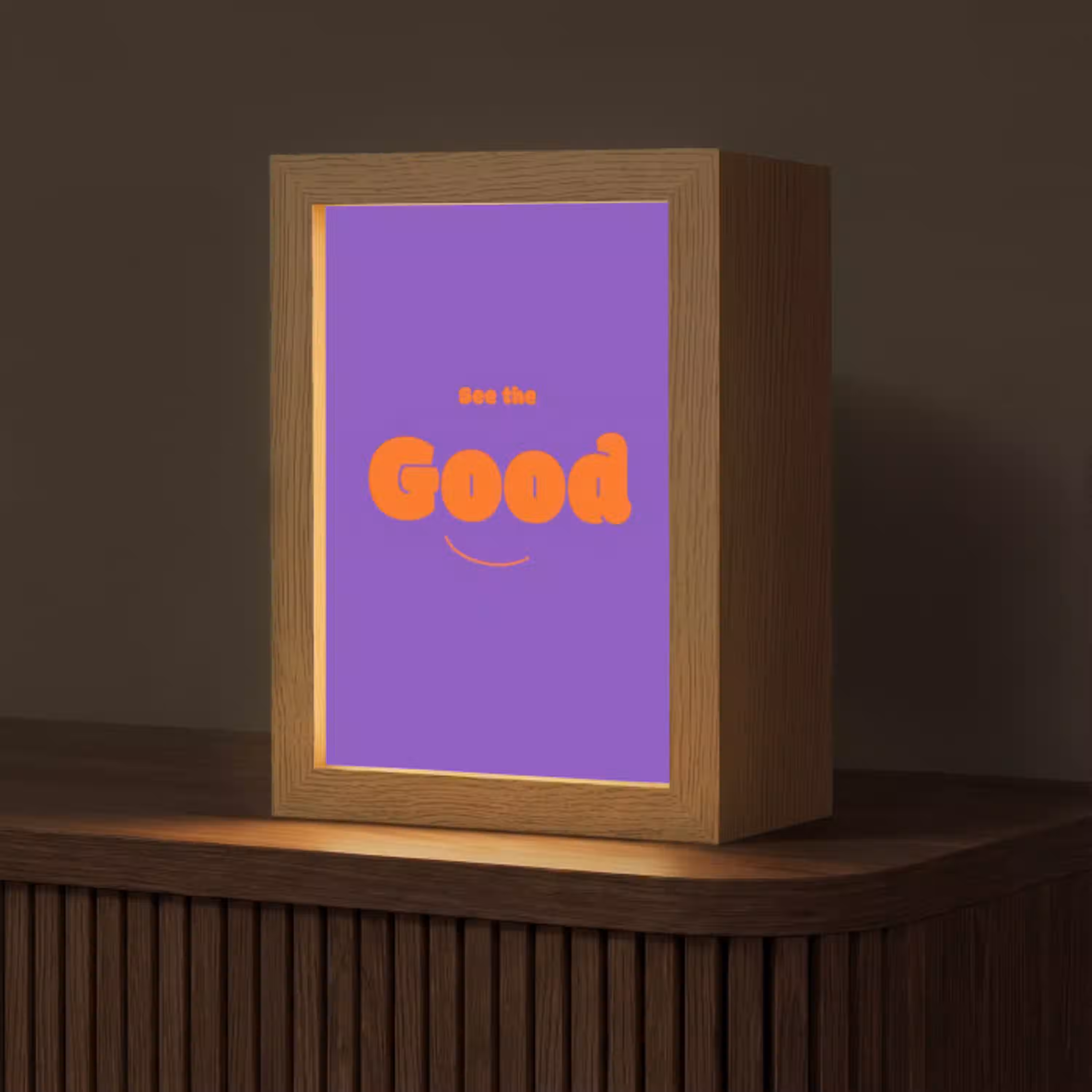 See the good - Oranje - Paars - Smiley Light Box met kabel (Tafellamp) klein -z3d_website