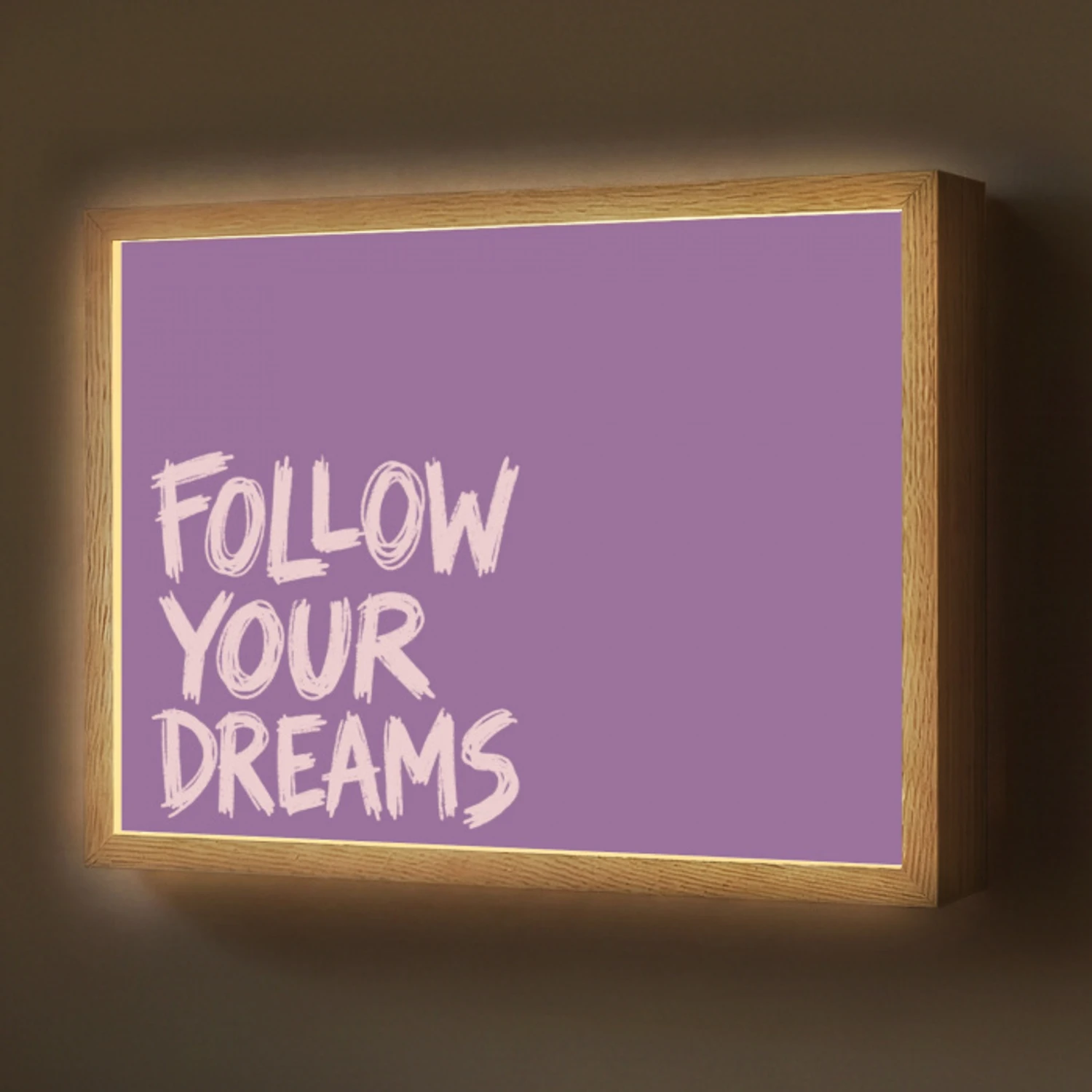 Follow your dreams - Paars - Penseeltextuur Light Box met batterij (Wandlamp) middel -z3d_website