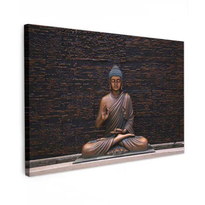 Boeddha - Buddha beeld - Bruin - Spiritueel - Meditatie canvas 2cm klein -z3d