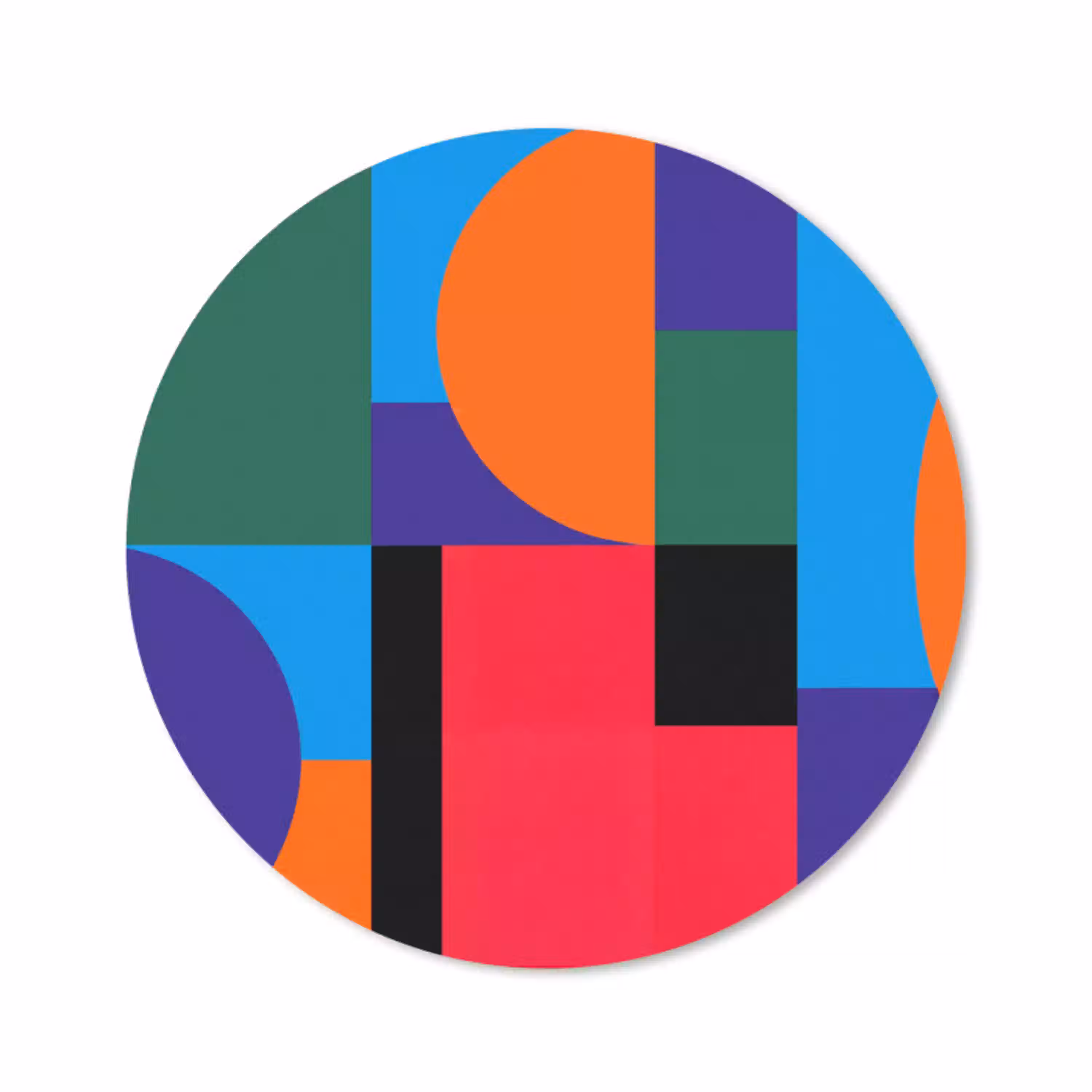 Geometrisch - Abstract - Vormen - Kleurrijk - Modern Muismat rond klein -3d