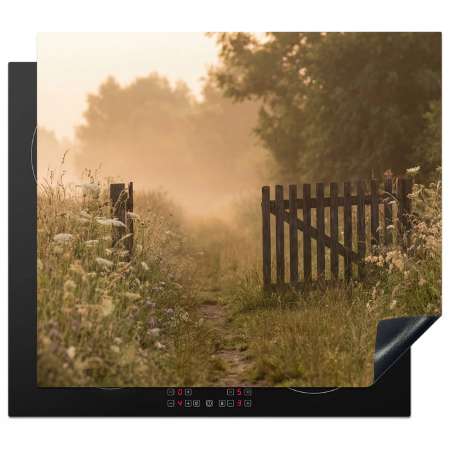 Hek - Natuur - Mist - Veld Inductie beschermer vinyl 3mm middel -3d