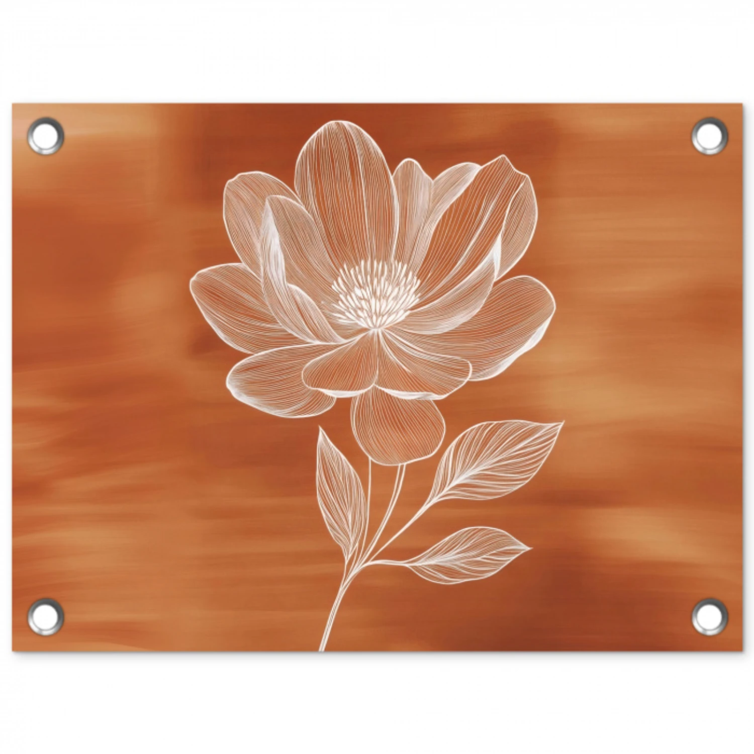 Bloem - Minimalistisch - Wit tuinposter los doek klein -3d