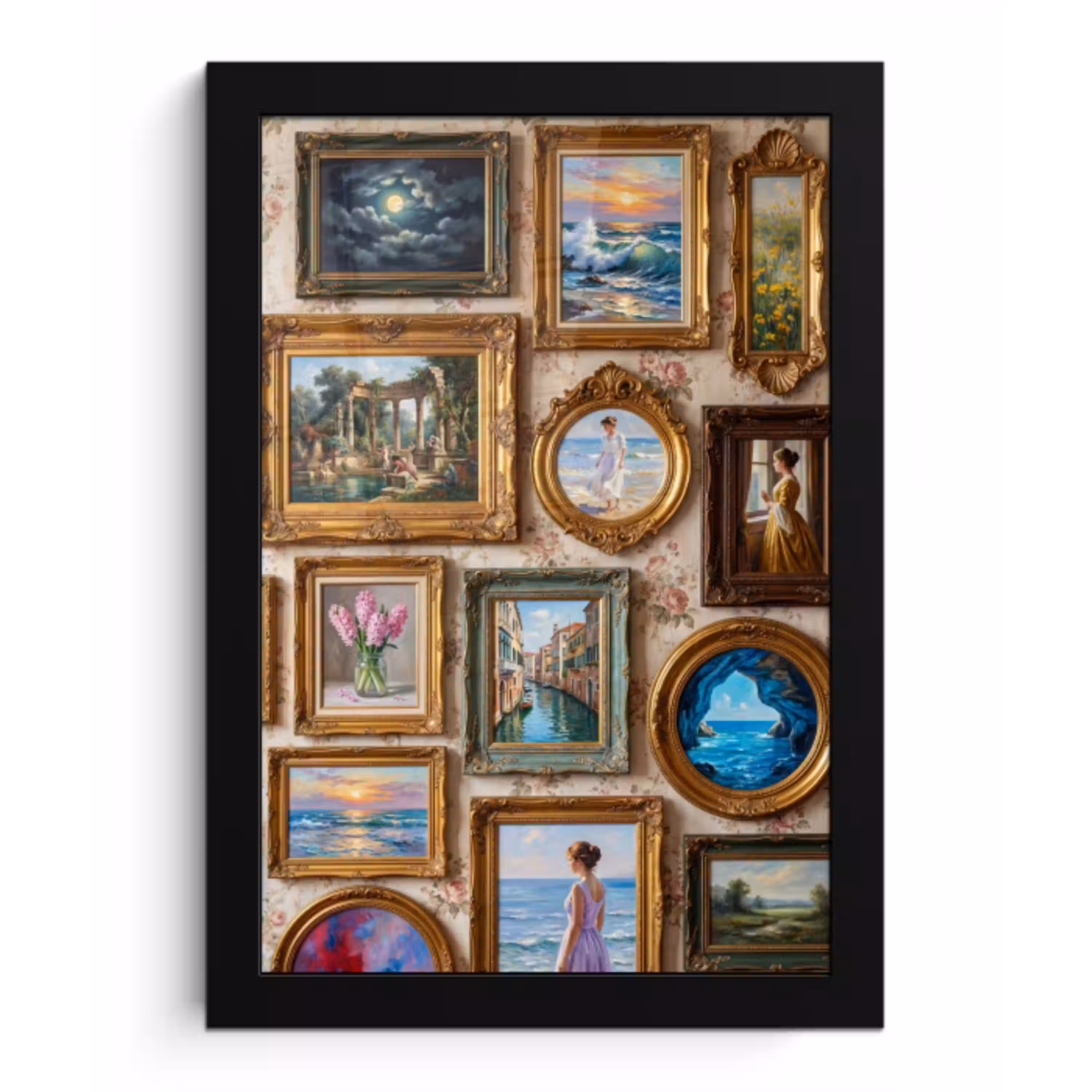 Interieur - Kunst - Collectie - Klassiek - Goud fotolijst zwart zonder passe partout klein -3d