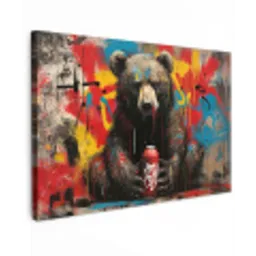 Graffiti - Beer - Fles - Muur - Street art canvas 2cm klein -z3d