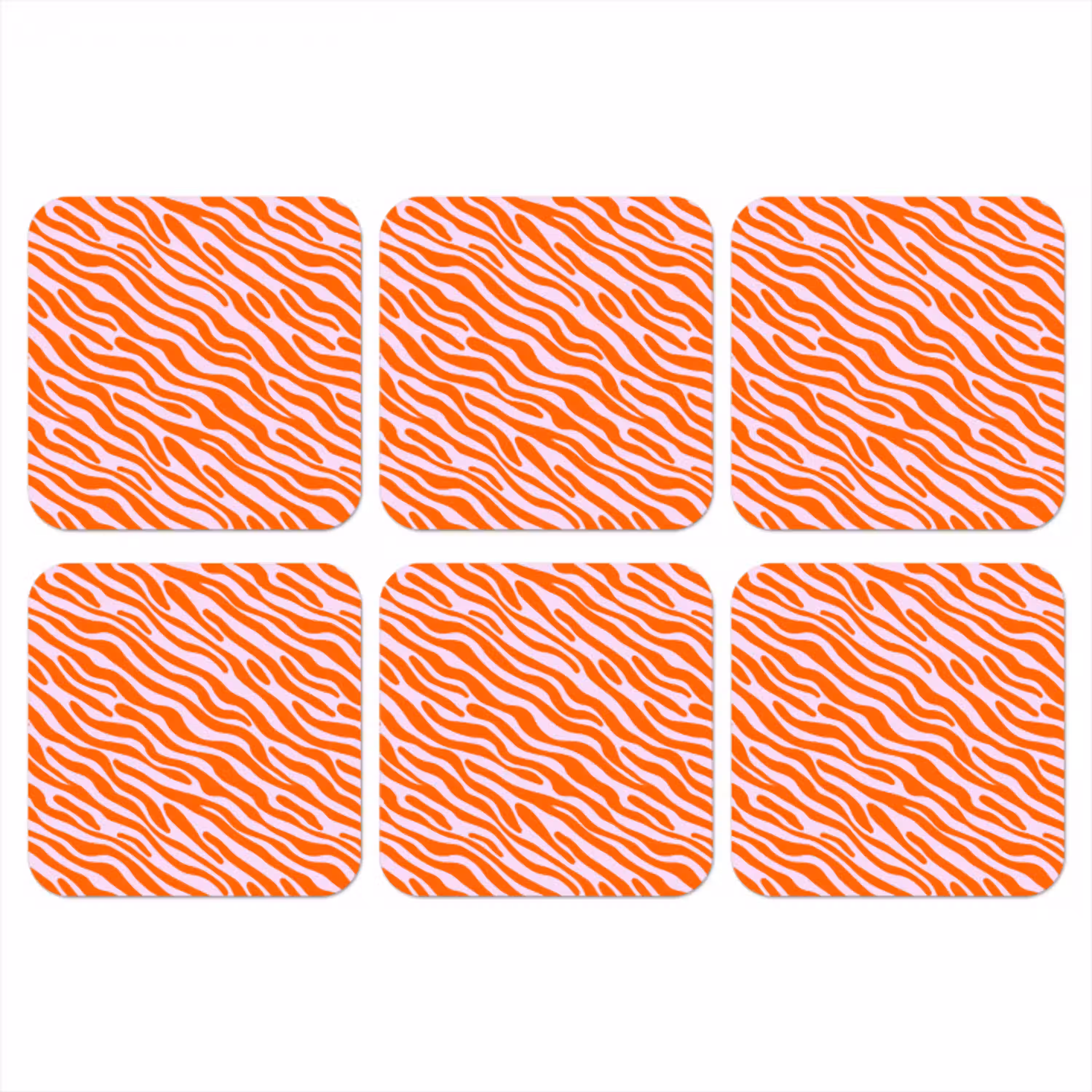 Strepen - Dynamisch - Oranje onderzetter kurk middel 366 -3d