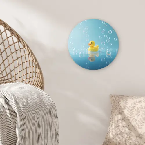 Bubbels - Badeend - Geel Wandcirkel kunststof plaat 5mm dik klein -sfeer5