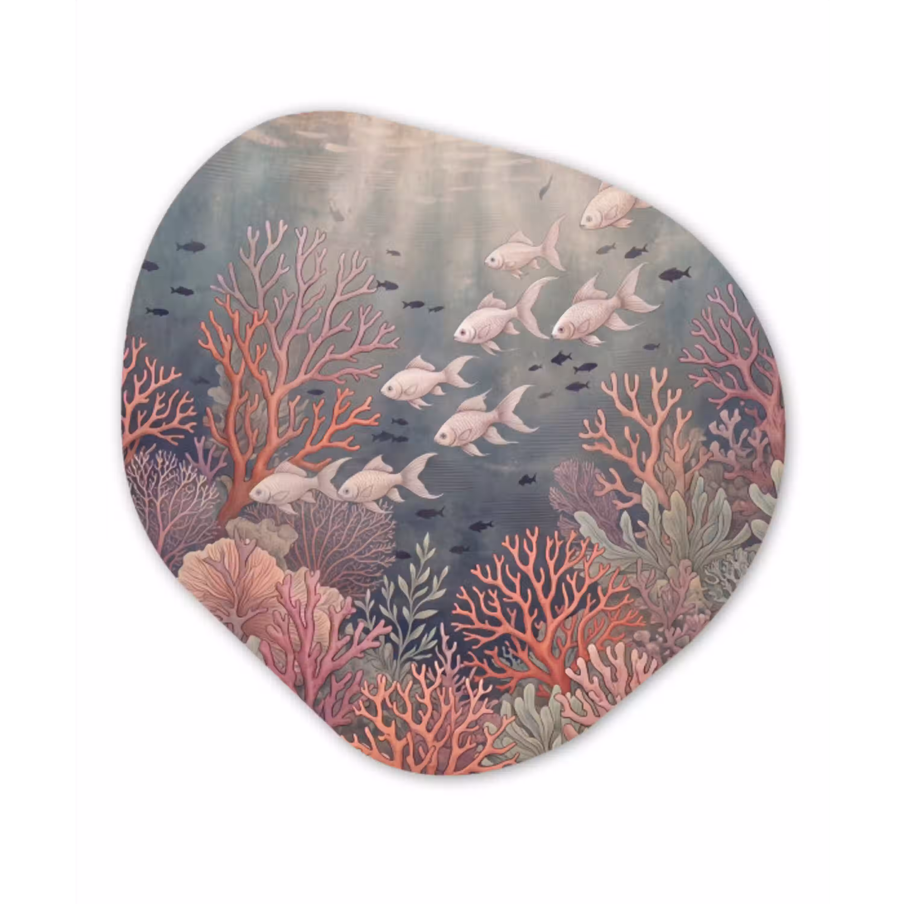 Vis - Koraal - Onderwater - Illustratie - Vintage Wandcirkel Organisch Forex 3mm klein -3d