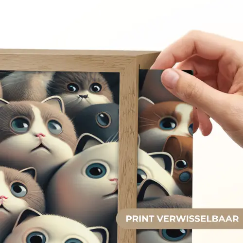 Kat - Huisdieren - Poes - Bruin - Grijs - Kinderen Light Box met batterij (Wandlamp kind) middel -USP_websiteprintNL