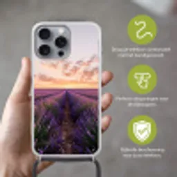 Landschap - Lavendelveld - Paars Hoesje iPhone 16 Pro Max met koord klein -sfeer2_NL