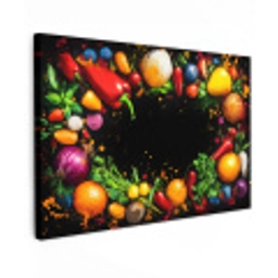 Groente - Graffiti - Kleurrijk - Koken - Abstract Tuinposter op houten frame 2 cm dik klein -3d