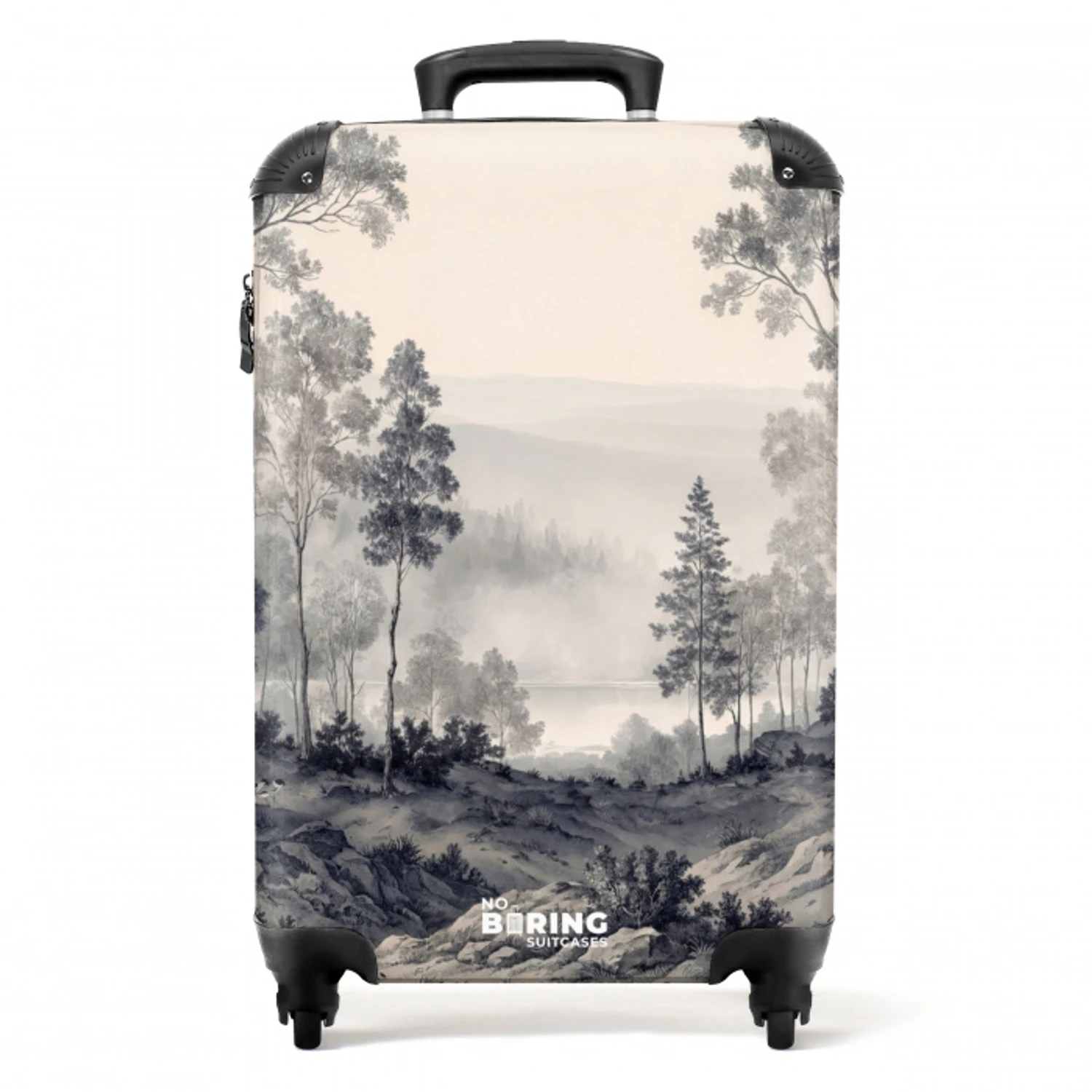 Mistig - Berglandschap - Illustratie NBS - Handbagage koffer - Volwassenen Unisex middel -productfoto_recht